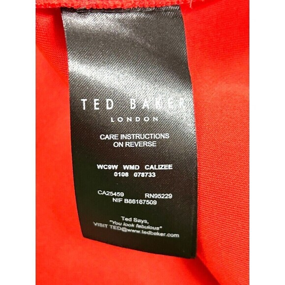 Ted Baker London Calizee Womens Mini Dress Sz M Red Skater Lace Insert Pocket H4 - Picture 10 of 12